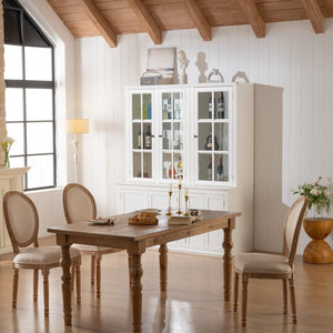 English Elm 75.25'' Farmhouse Two-piece Pantry Set with Lattice Glass Doors and White Mdf Finish SUIT04_N845P263124W