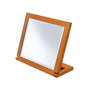 ORE International 8 Inch Tilted Beveled Vanity Mirror Walnut Basswood Base Compact Tabletop Design SUN-4