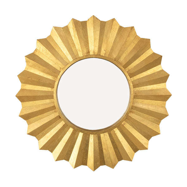 Zeugma Louis Elegant French Sunburst Mirror In Solid Wood Frame - Classic Home Decor Accent Piece Antiqued Gold Leaf Wood And Mirror Louis Gold Sunburst