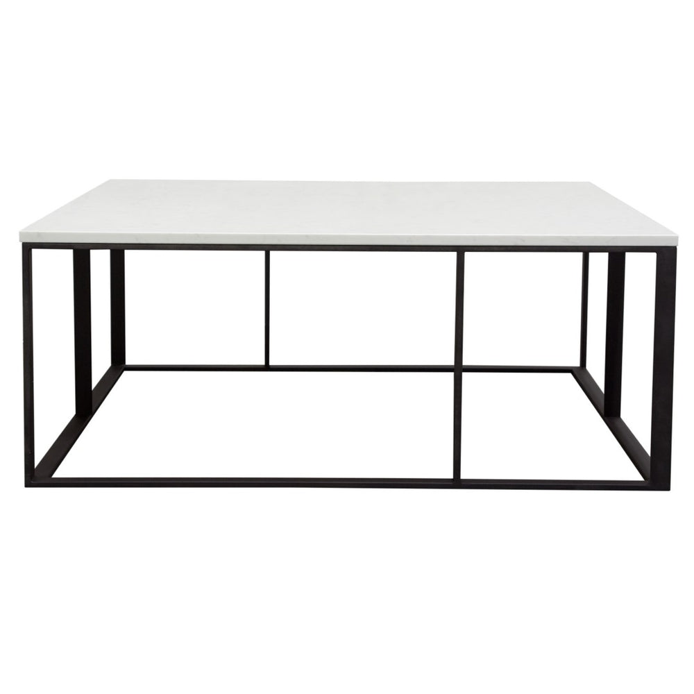 Diamond Sofa Surface Square Cocktail Table – Elegant White Marble Top & Chic Black Metal Base By White Marble Surfacectma