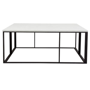 Diamond Sofa Surface Square Cocktail Table – Elegant White Marble Top & Chic Black Metal Base By White Marble Surfacectma