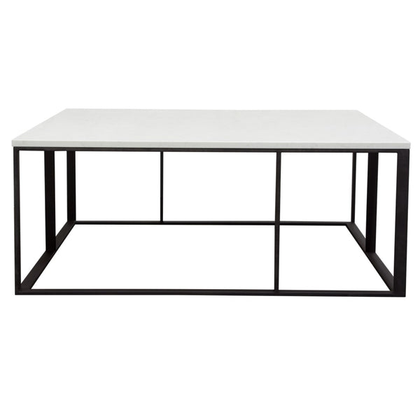 Diamond Sofa Surface Square Cocktail Table – Elegant White Marble Top & Chic Black Metal Base By White Marble Surfacectma