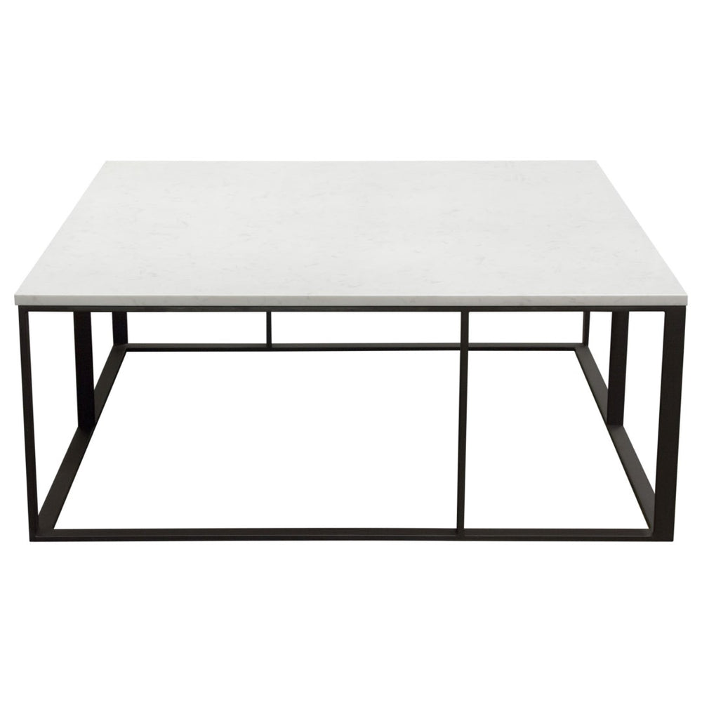 Diamond Sofa Surface Square Cocktail Table – Elegant White Marble Top & Chic Black Metal Base By White Marble Surfacectma