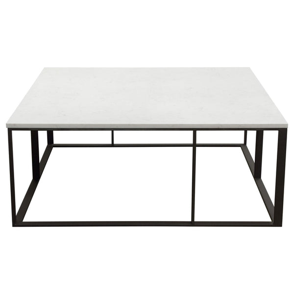 Diamond Sofa Surface Square Cocktail Table – Elegant White Marble Top & Chic Black Metal Base By White Marble Surfacectma