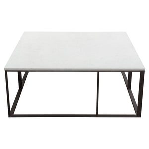 Diamond Sofa Surface Square Cocktail Table – Elegant White Marble Top & Chic Black Metal Base By White Marble Surfacectma