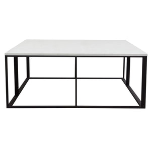 Diamond Sofa Surface Square Cocktail Table – Elegant White Marble Top & Chic Black Metal Base By White Marble Surfacectma