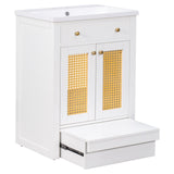 Hearth and Haven 24" Bathroom vanity with Single Undermount Sink, Bathroom Storage Cabinet, Pull-out footrest, White