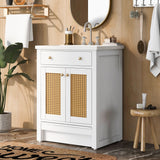 Hearth and Haven 24" Bathroom vanity with Single Undermount Sink, Bathroom Storage Cabinet, Pull-out footrest, White