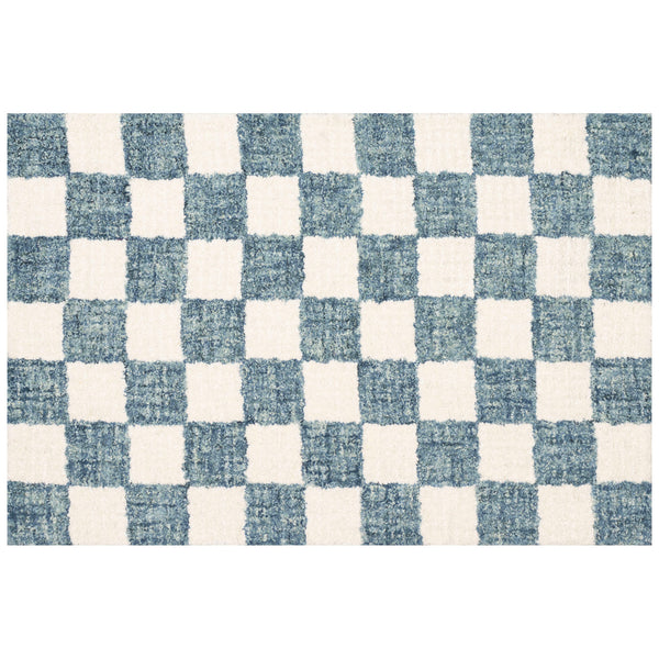 Trans Ocean Liora Manne Savannah Indoor Hand-tufted Wool Area Rug – Elegant Checkerboard Design For Modern Homes Blue Wool Pile Svh23951303