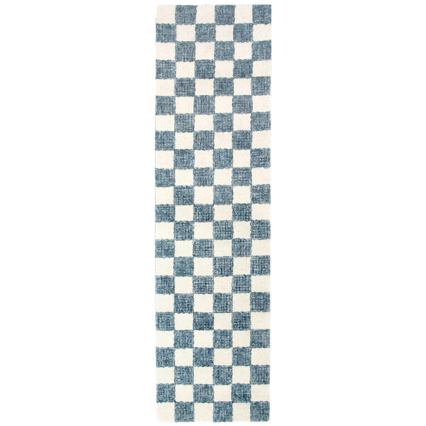 Trans Ocean Liora Manne Savannah Indoor Hand-tufted Wool Area Rug – Elegant Checkerboard Design For Modern Homes Blue Wool Pile Svhr8951303