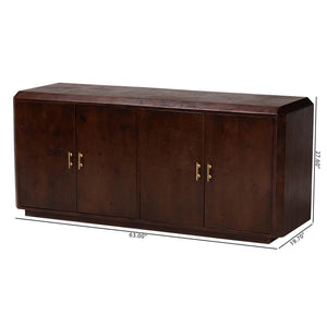 Bali & Pari Valora Burl Wood Sideboard with Four Doors and Artisan Walnut Finish