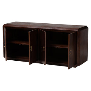 Bali & Pari Valora Burl Wood Sideboard with Four Doors and Artisan Walnut Finish