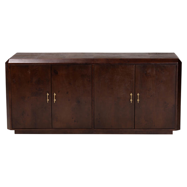 Bali & Pari Valora Burl Wood Sideboard with Four Doors and Artisan Walnut Finish