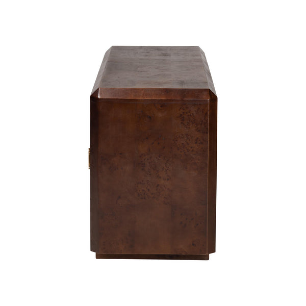 Bali & Pari Valora Burl Wood Sideboard with Four Doors and Artisan Walnut Finish