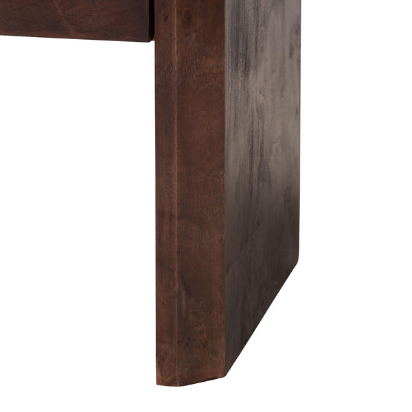 Bali & Pari Nebu Handcrafted Burl Veneer Bedroom Nightstand with Two Smooth Drawers