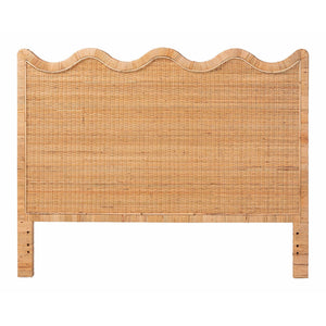 Bali & Pari Cassio Handwoven Rattan Headboard with Scalloped Boho Coastal Bedroom Design
