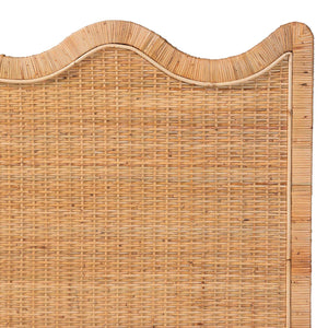 Bali & Pari Cassio Handwoven Rattan Headboard with Scalloped Boho Coastal Bedroom Design