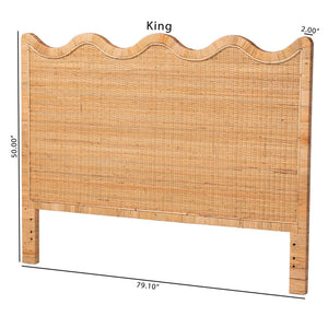 Bali & Pari Cassio Handwoven Rattan Headboard with Scalloped Boho Coastal Bedroom Design