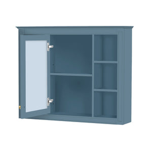 English Elm 36'' Modern Bathroom Vanity Indigo Blue with Mirror Cabinet and Ceramic Sink SW000134AAM-1