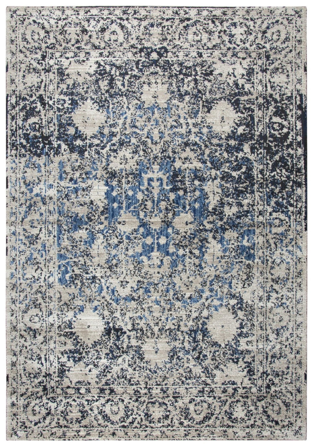 Alora Decor Swagger Distressed Transitional Rug In Neutral Beige Blue Black, Power-Loomed Rizlon Polypropylene Durable Soft Hand 3'3" x 5'3" SWGSW1000T4093353