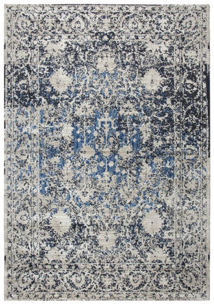 Alora Decor Swagger Distressed Transitional Rug In Neutral Beige Blue Black, Power-Loomed Rizlon Polypropylene Durable Soft Hand 3'3" x 5'3" SWGSW1000T4093353