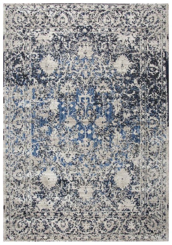 Alora Decor Swagger Distressed Transitional Rug In Neutral Beige Blue Black, Power-Loomed Rizlon Polypropylene Durable Soft Hand 3'3" x 5'3" SWGSW1000T4093353