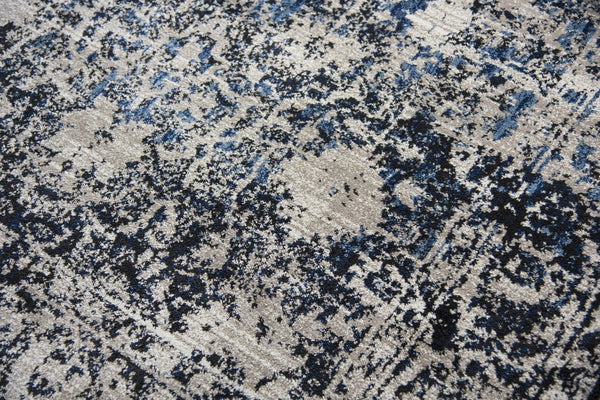 Alora Decor Swagger Distressed Runner Rug 2'3"X7'7" Power-Loomed Rizlon Polypropylene Soft Beige Blue Black Durable Elegance SWGSW1000T4092377
