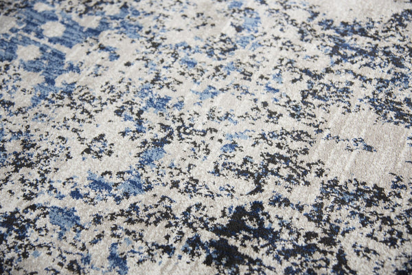 Alora Decor Swagger Distressed Transitional Rug In Neutral Beige Blue Black, Power-Loomed Rizlon Polypropylene Durable Soft Hand 3'3" x 5'3" SWGSW1000T4093353