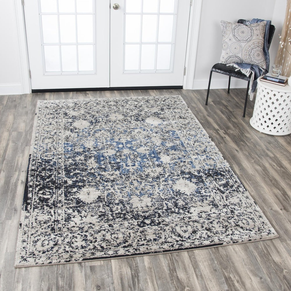 Alora Decor Swagger Distressed Runner Rug 2'3"X7'7" Power-Loomed Rizlon Polypropylene Soft Beige Blue Black Durable Elegance SWGSW1000T4092377