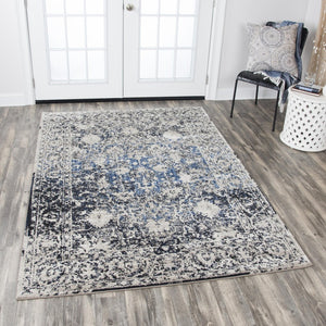 Alora Decor Swagger Distressed Runner Rug 2'3"X7'7" Power-Loomed Rizlon Polypropylene Soft Beige Blue Black Durable Elegance SWGSW1000T4092377