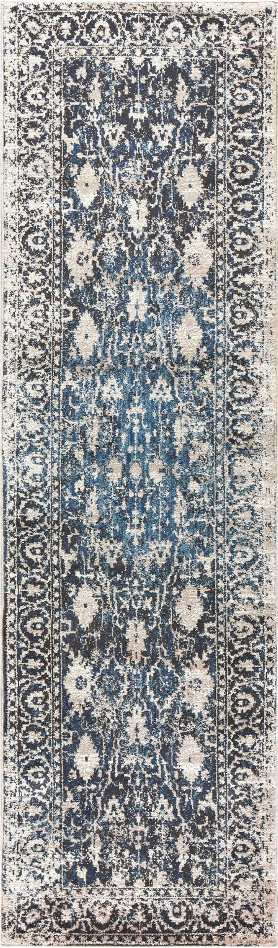 Alora Decor Swagger Distressed Runner Rug 2'3"X7'7" Power-Loomed Rizlon Polypropylene Soft Beige Blue Black Durable Elegance SWGSW1000T4092377