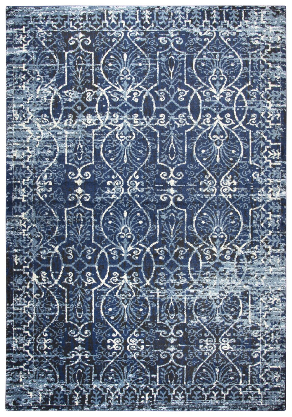 Alora Decor Swagger Blue Power-Loomed Area Rug With Rizlon Polypropylene, Scroll Motif, Fade‑Resistant Jute Backing 6'7" x 9'6" SWGSW100309376796