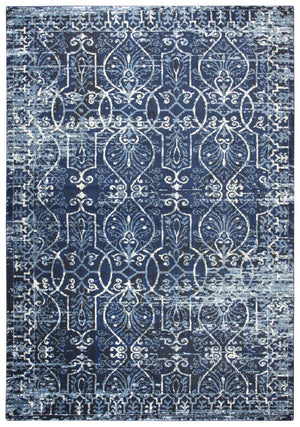 Alora Decor Swagger Blue Power-Loomed Area Rug With Rizlon Polypropylene, Scroll Motif, Fade‑Resistant Jute Backing 6'7" x 9'6" SWGSW100309376796