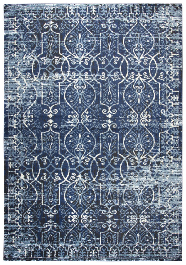 Alora Decor Swagger Blue Power-Loomed Area Rug With Rizlon Polypropylene, Scroll Motif, Fade‑Resistant Jute Backing 6'7" x 9'6" SWGSW100309376796