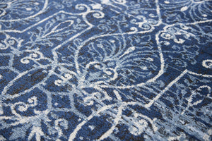 Alora Decor Swagger Blue Runner Rug - 2'3"X7'7" Power‑Loomed Rizlon Polypropylene, Scroll Motif, Durable Elegance SWGSW100309372377
