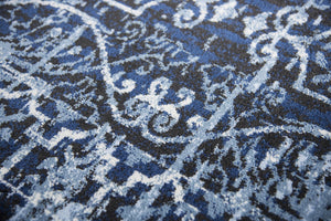 Alora Decor Swagger Blue Runner Rug - 2'3"X7'7" Power‑Loomed Rizlon Polypropylene, Scroll Motif, Durable Elegance SWGSW100309372377