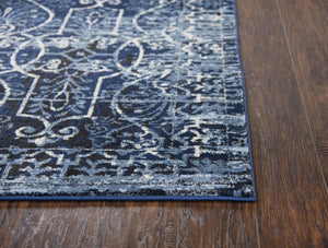 Alora Decor Swagger Blue Power-Loomed Area Rug With Rizlon Polypropylene, Scroll Motif, Fade‑Resistant Jute Backing 6'7" x 9'6" SWGSW100309376796