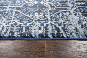 Alora Decor Swagger Blue Power-Loomed Area Rug With Rizlon Polypropylene, Scroll Motif, Fade‑Resistant Jute Backing 6'7" x 9'6" SWGSW100309376796