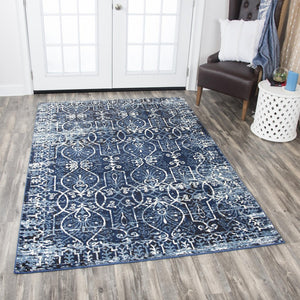 Alora Decor Swagger Blue Power-Loomed Area Rug With Rizlon Polypropylene, Scroll Motif, Fade‑Resistant Jute Backing 6'7" x 9'6" SWGSW100309376796