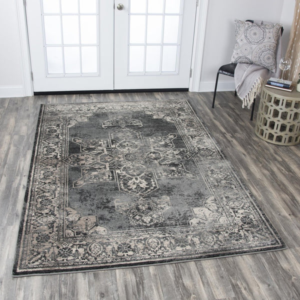 Alora Decor Swagger Medallion Rug Power-Loomed Rizlon Polypropylene — Transitional Persian-Inspired Neutrals, Durable 9'10" x 12'6" SWGSW100733069116