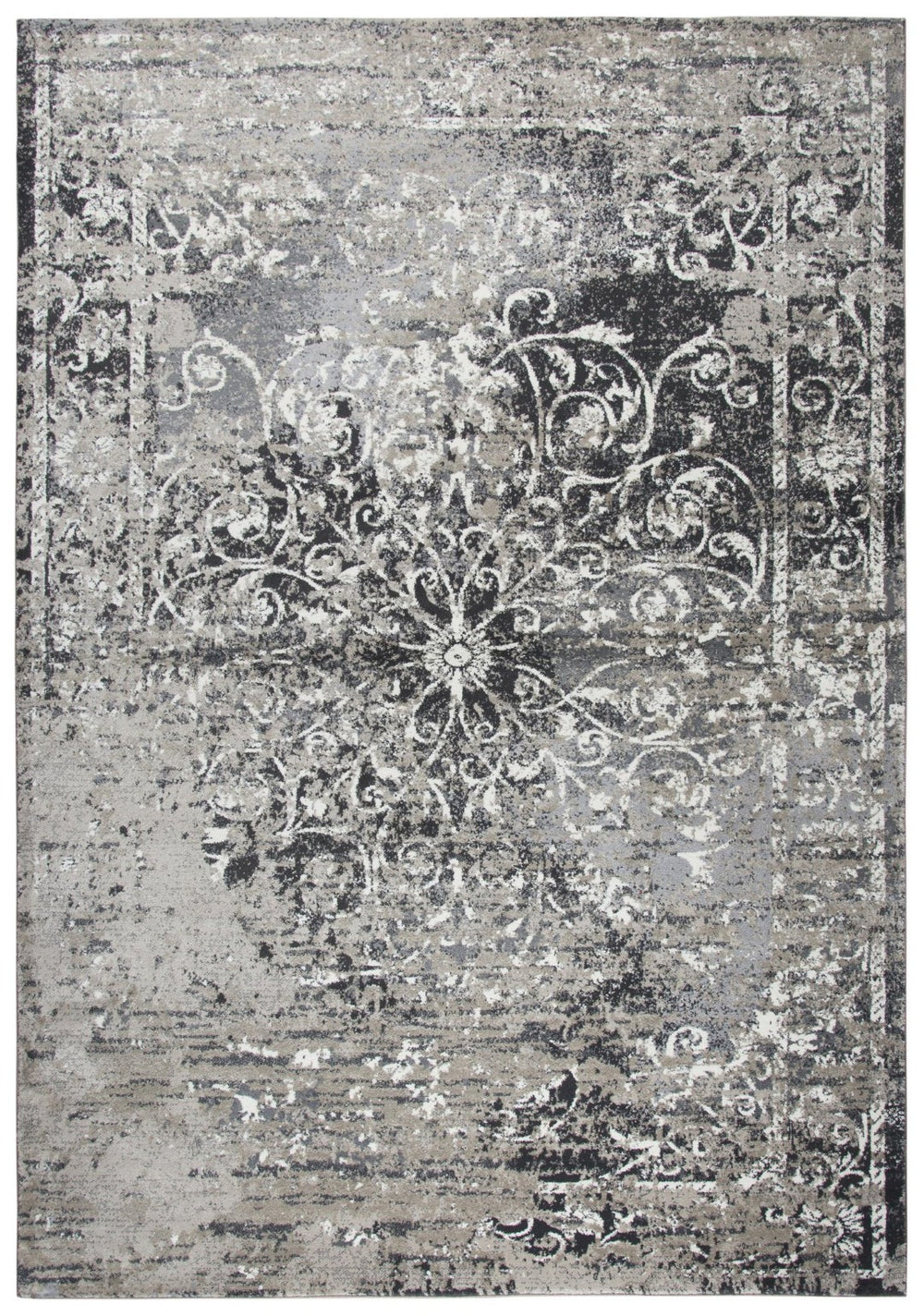 Alora Decor Swagger Transitional Power-Loomed Area Rug With Distressed Medallion, Rizlon Yarn, Neutral Tones 7'10" x 10'10" SWGSW1012TA337110