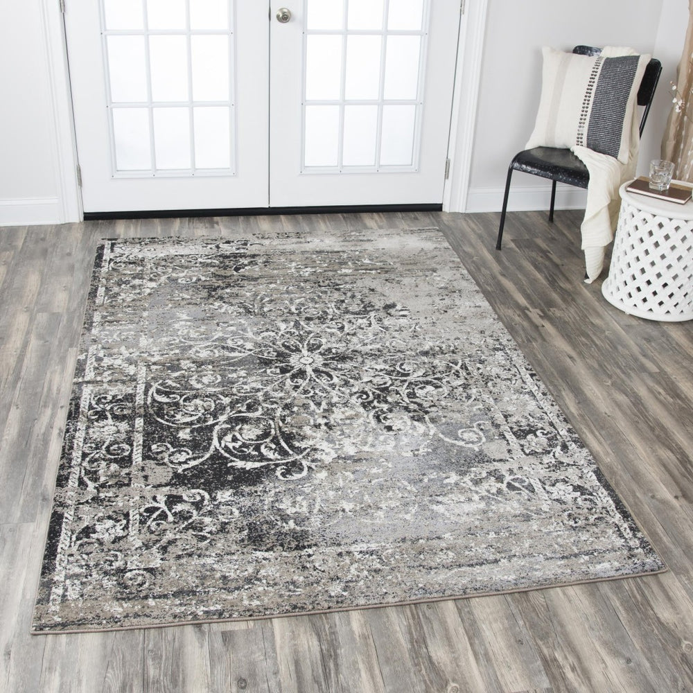 Alora Decor Swagger Transitional Power-Loomed Area Rug With Distressed Medallion, Rizlon Yarn, Neutral Tones 7'10" x 10'10" SWGSW1012TA337110