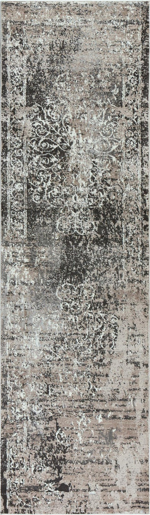Alora Decor Swagger Transitional Runner Rug 2'3"X7'7" Distressed Medallion Taupe-Brown Durable Heat-Set Polypropylene SWGSW1012TA332377