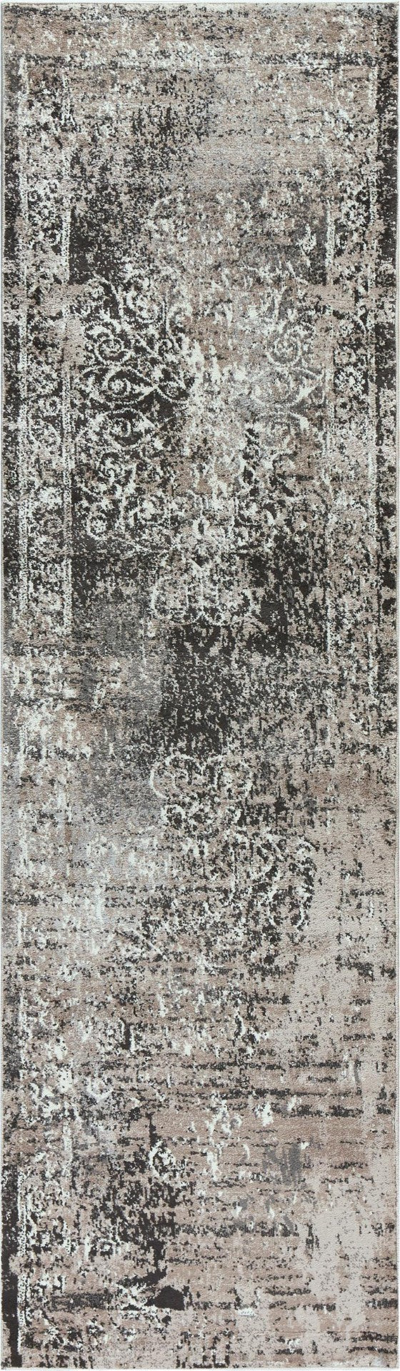 Alora Decor Swagger Transitional Runner Rug 2'3"X7'7" Distressed Medallion Taupe-Brown Durable Heat-Set Polypropylene SWGSW1012TA332377