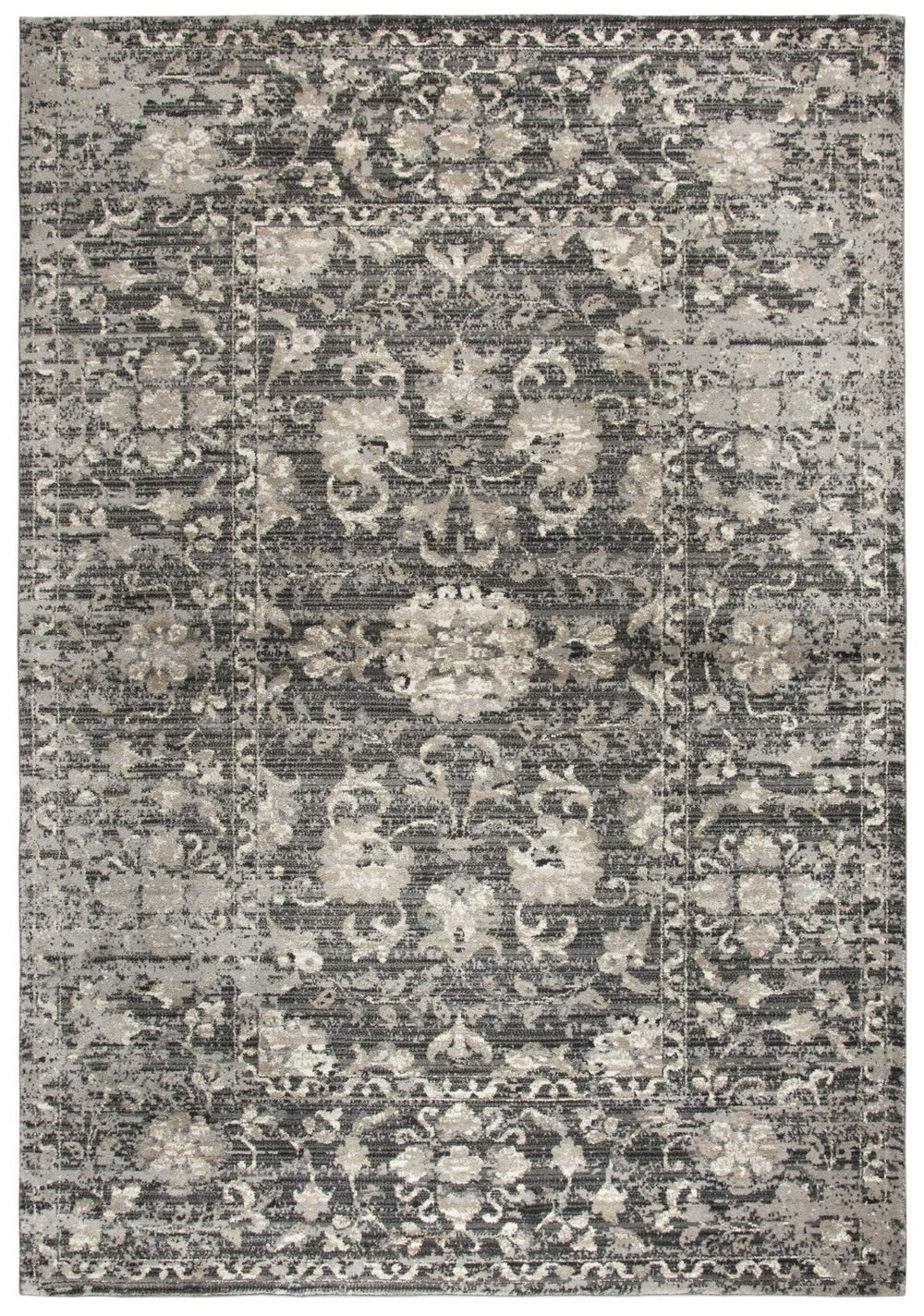 Alora Decor Swagger Distressed Mina-Khani Rug In Slate Gray And Ivory — Power-Loomed Polypropylene, Durable Elegance 3'3" x 5'3" SWGSW101533TA3353