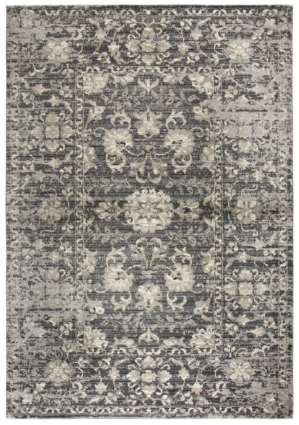Alora Decor Swagger Distressed Mina-Khani Rug In Slate Gray And Ivory — Power-Loomed Polypropylene, Durable Elegance 3'3" x 5'3" SWGSW101533TA3353