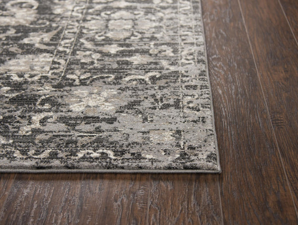 Alora Decor Swagger Distressed Mina-Khani Rug In Slate Gray And Ivory — Power-Loomed Polypropylene, Durable Elegance 3'3" x 5'3" SWGSW101533TA3353