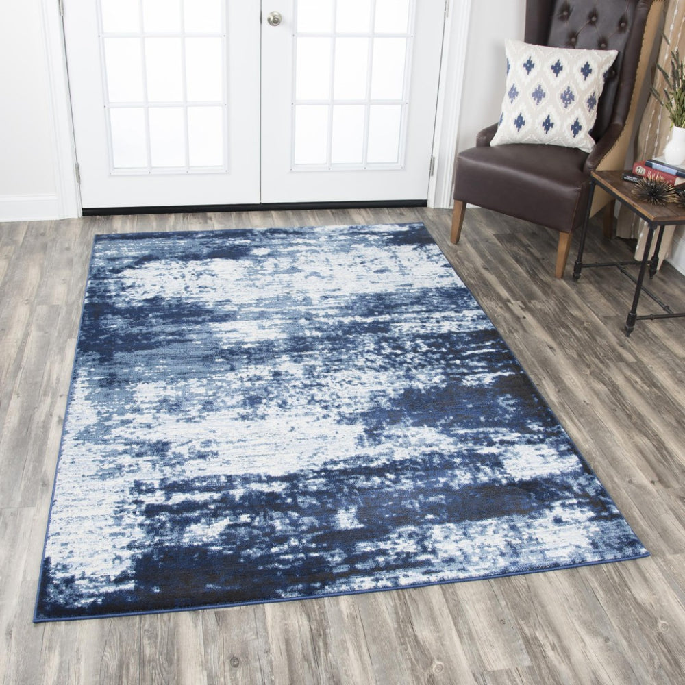 Alora Decor Swagger Navy Abstract Rug Power-Loomed Polypropylene For High-Traffic Rooms — Fade & Stain Resistant, Modern Urban Style 3'3" x 5'3" SWGSW101637093353