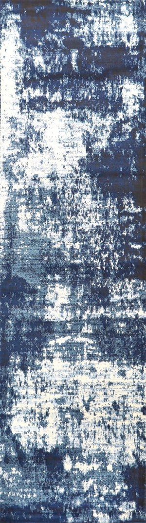 Alora Decor Swagger Contemporary Runner Rug 2'3"X7'7" Navy & Ivory Abstract Power-Loomed Polypropylene Durable SWGSW101637092377