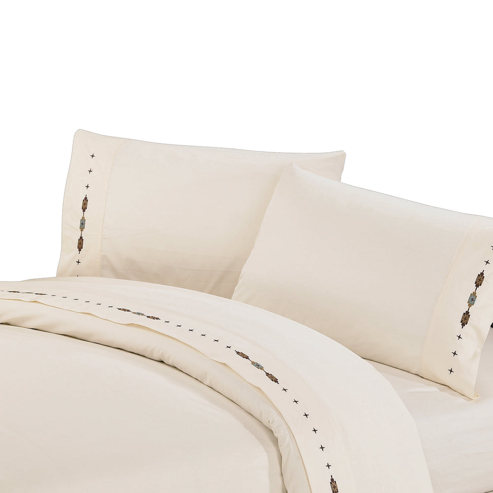 Hiend Accents 350tc Embroidered Socorro Sheet Set - Luxurious Cotton For Ultimate Comfort And Stylish Decor Cream 100% Cotton Sw3510-tw-cr